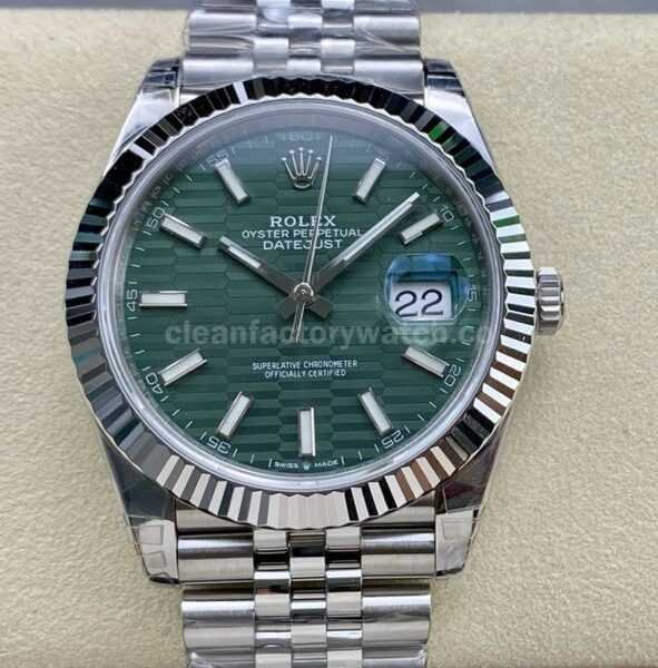 VS Factory Rolex Datejust 126334-0030 41mm Full 904L Fluted Motif Green Dial Jubilee