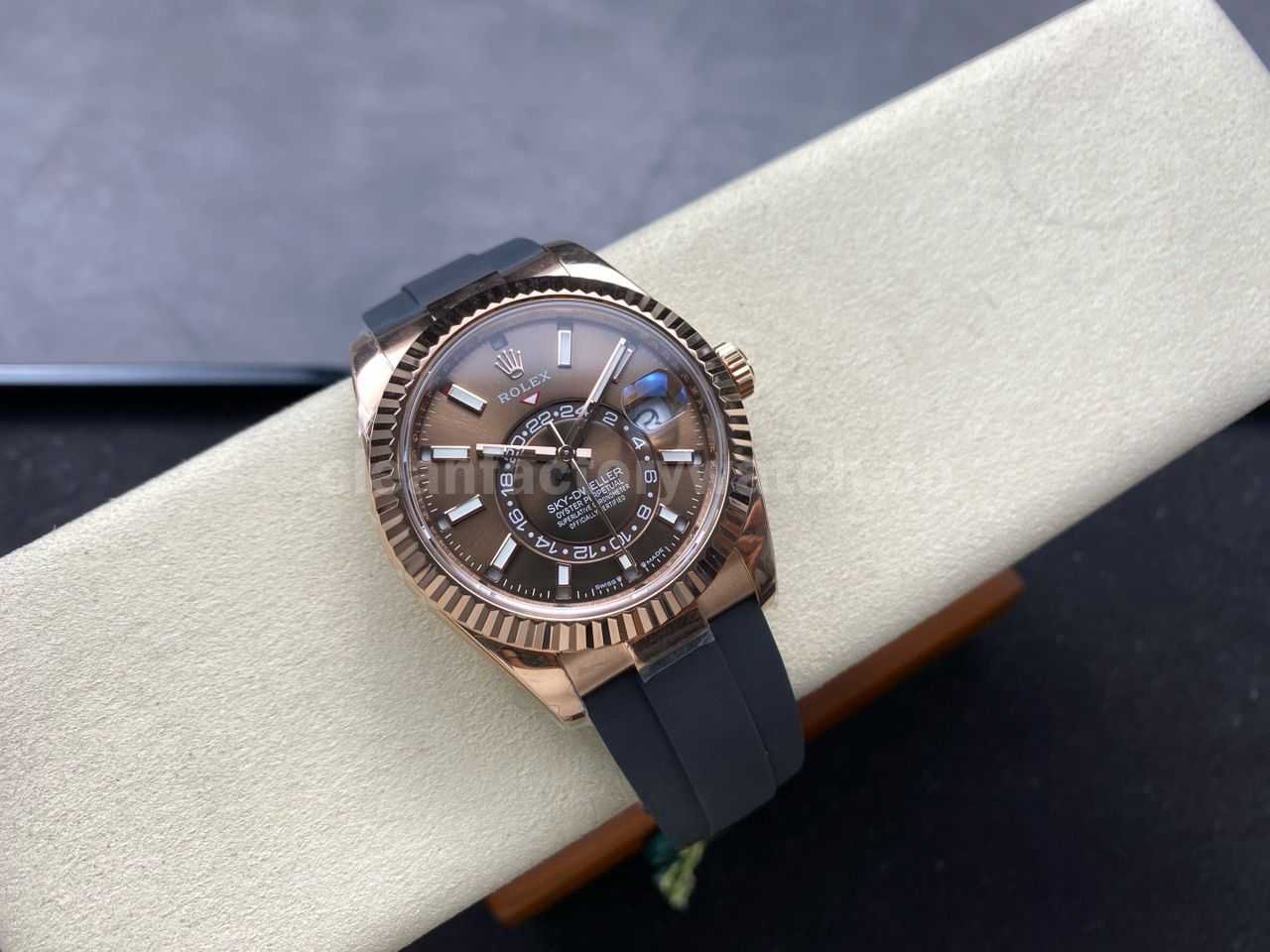 ZF Factory CounterWeight Rolex Sky Dweller 336235 0002 42mm Rose Gold OysterFlex Brown Dial (3)