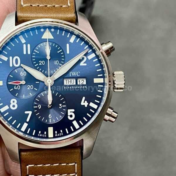 ZF Factory IWC Pilot Chronograph “Le Petit Prince” IW377714 43mm Steel Leather Strap Blue Arabic Numerals Dial