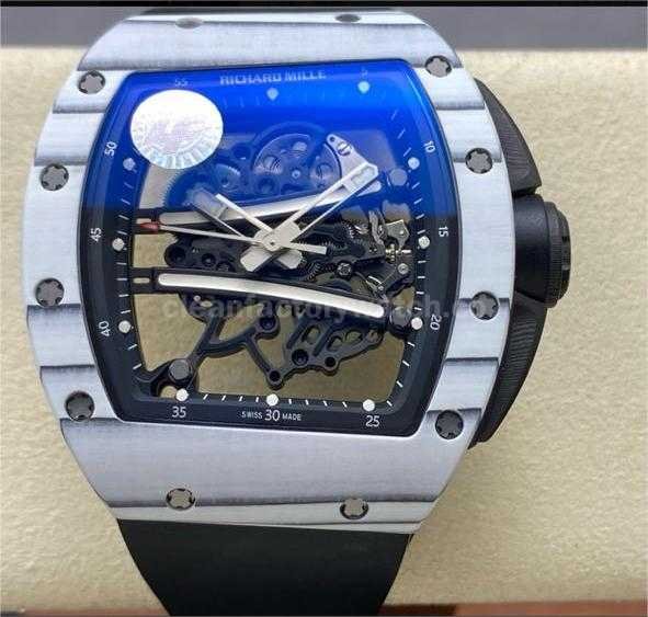 ZF Factory Richard Mille RM061-01 43mm White Ceramic Rubber Strap Skeletonized Dial