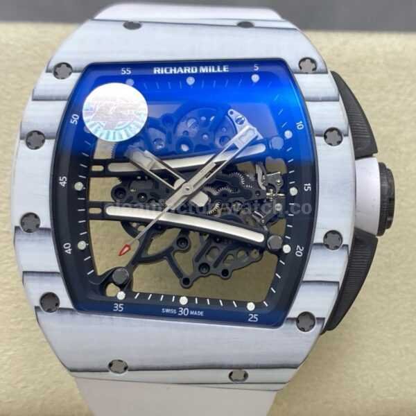 ZF Factory Richard Mille RM061-01 43mm White Ceramic White Rubber Strap Skeletonized Dial