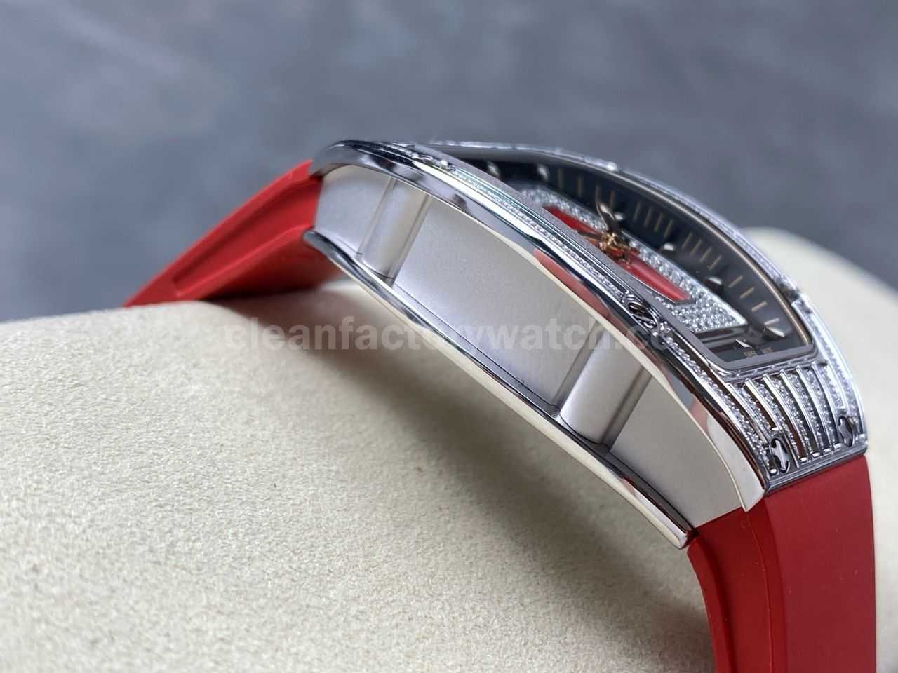 ZF Factory Richard Mille RM07 31.4mm Diamond White Gold Red Rubber Strap Skeletonized Black Dial (6)