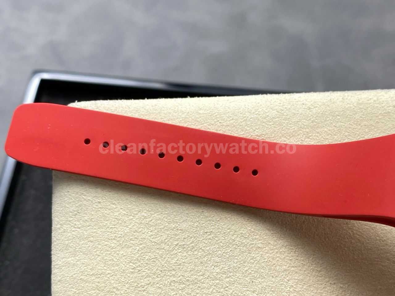 ZF Factory Richard Mille RM07 31.4mm Diamond White Gold Red Rubber Strap Skeletonized Black Dial (8)