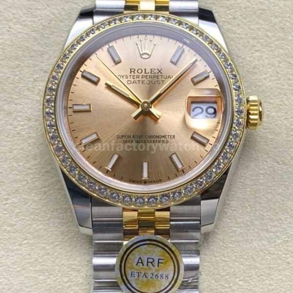 ARF Factory Counterweight Rolex Datejust 278383RBR-0014 31mm Yellow Gold Diamond Champagne Dial