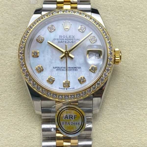 ARF Factory Counterweight Rolex Datejust 278383RBR-0028 31mm Yellow Gold Diamond Bezel Mother of Pearl Dial