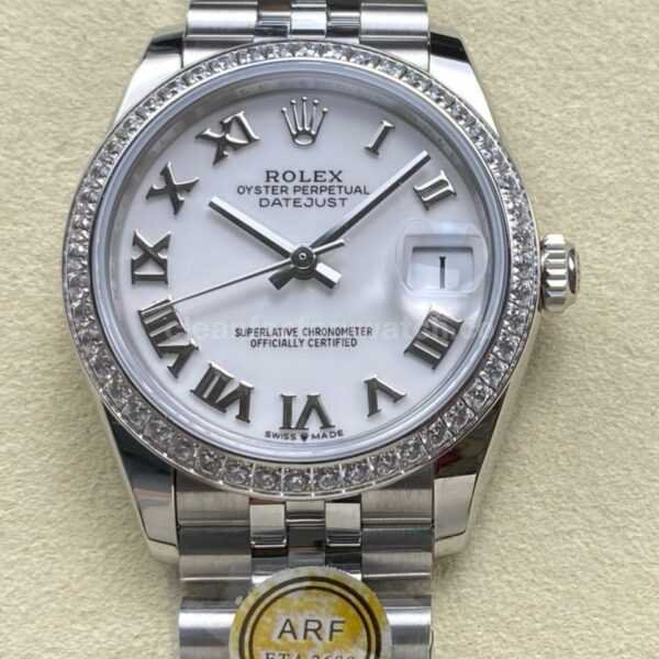 ARF Factory Counterweight Rolex Datejust 278384RBR-0014 31mm Diamond Bezel Roman Numerals White Dial