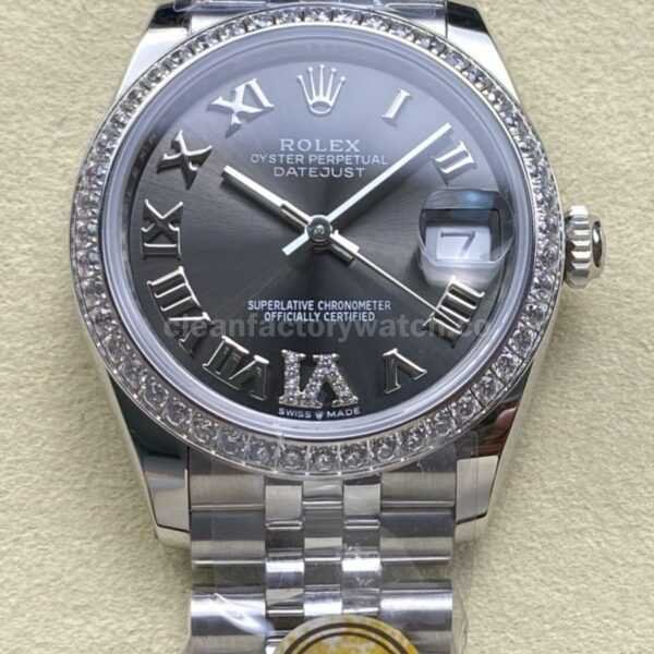 ARF Factory Counterweight Rolex Datejust 278384RBR-0032 31mm Diamond Bezel Roman VI Grey Dial