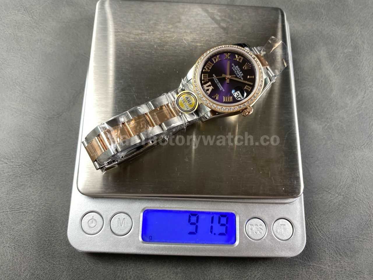 ARF Factory Counterweight Rolex Datejust Oyster 278381RBR 0019 31mm Rose Gold Diamond Bezel Roman VI Purple Dial (3)