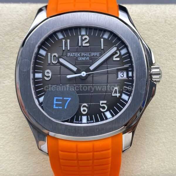E7 Factory Patek Philippe Aquanaut 40mm 5167A-001 Orange Rubber Strap Black Dial