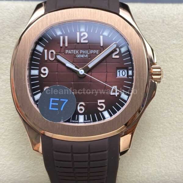 E7 Factory Patek Philippe Aquanaut 40mm 5167R-001 Rose Gold Rubber Strap Brown Dial