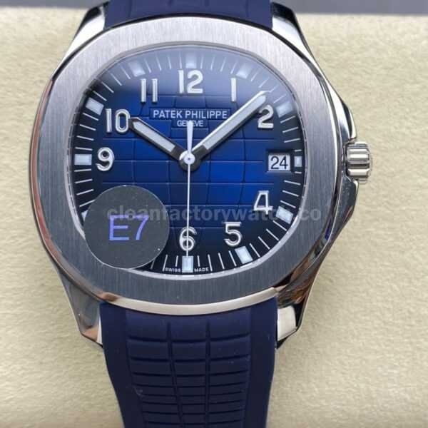 E7 Factory Patek Philippe Aquanaut 40mm 5168G-001 White Gold Rubber Strap Blue Dial