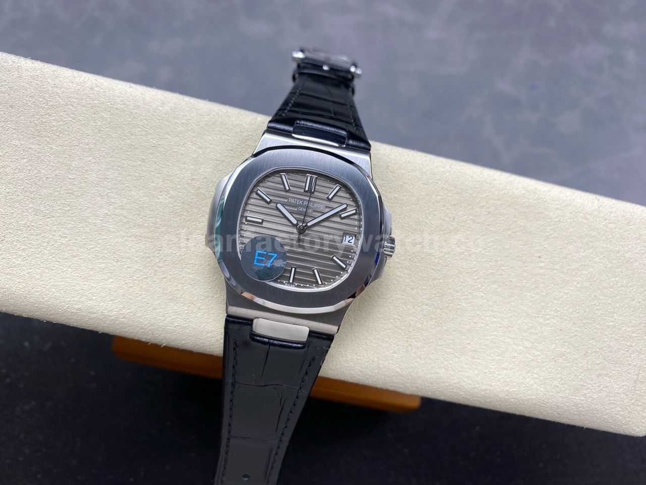E7 Factory Patek Philippe Nautilus 40mm 5711G 001 White Gold Leather Dark Gray Dial (10)