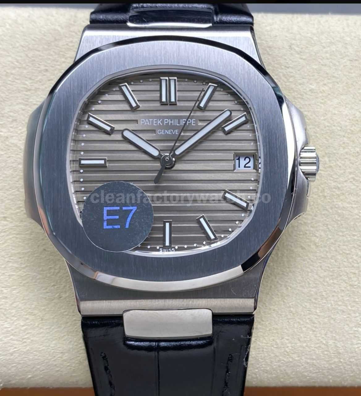 E7 Factory Patek Philippe Nautilus 40mm 5711G 001 White Gold Leather Dark Gray Dial (4)
