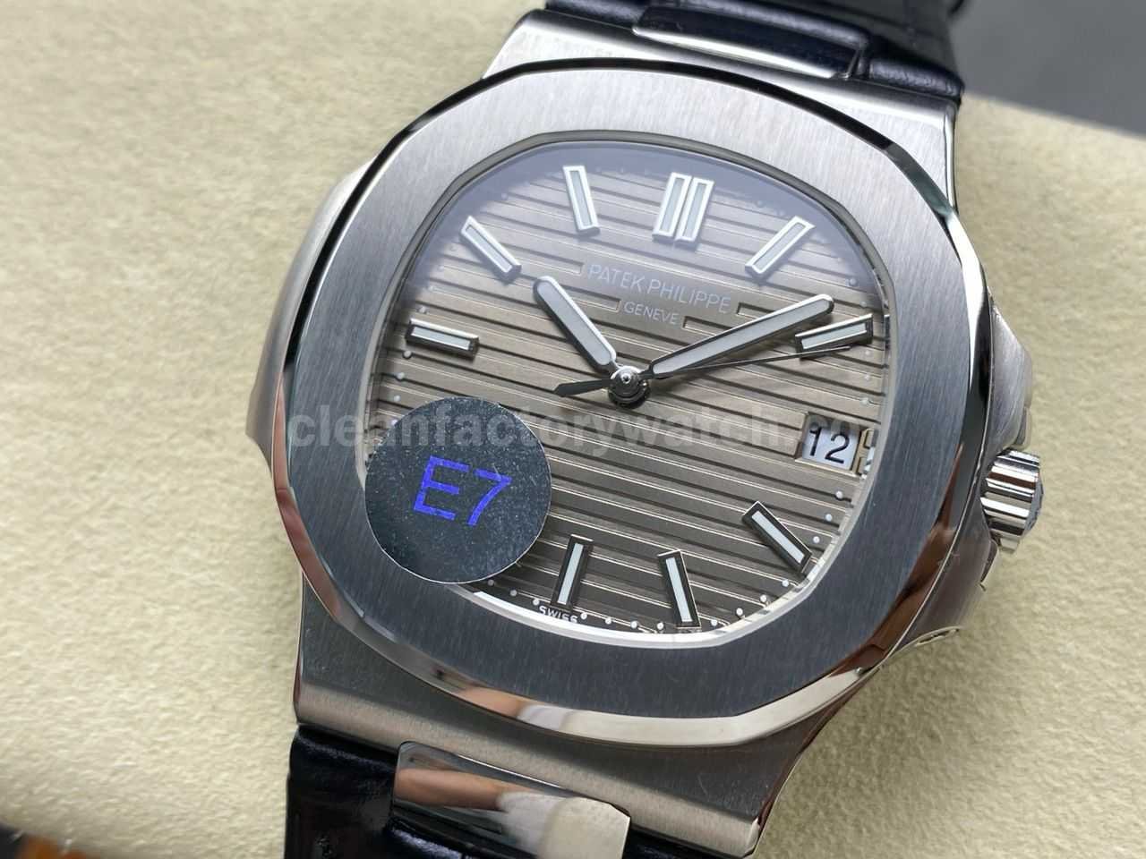 E7 Factory Patek Philippe Nautilus 40mm 5711G 001 White Gold Leather Dark Gray Dial (5)