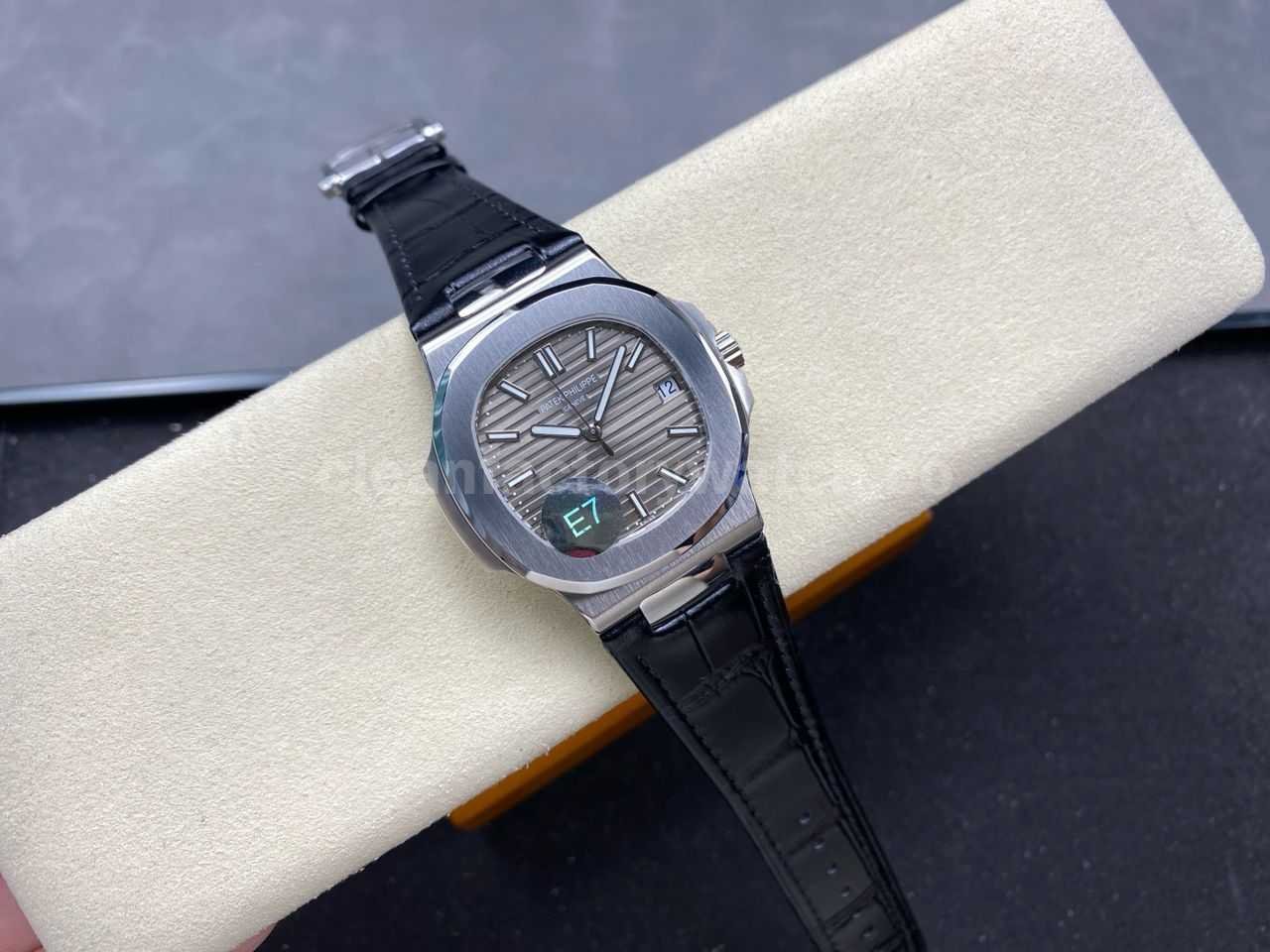 E7 Factory Patek Philippe Nautilus 40mm 5711G 001 White Gold Leather Dark Gray Dial (8)