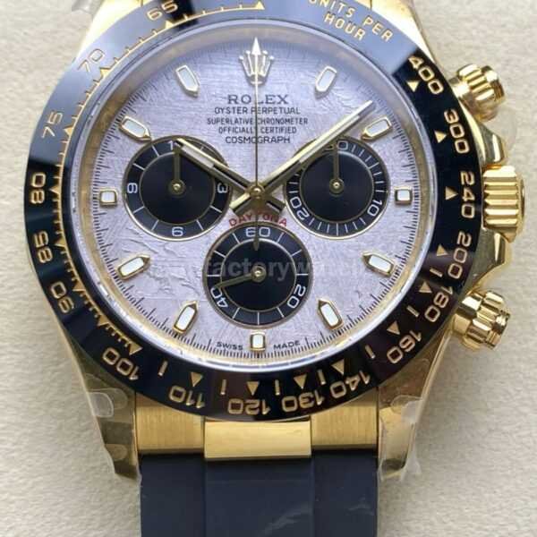 QF Factory CounterWeight Rolex Daytona 116518LN-0076 Yellow Gold Oysterflex Meteorite Dial