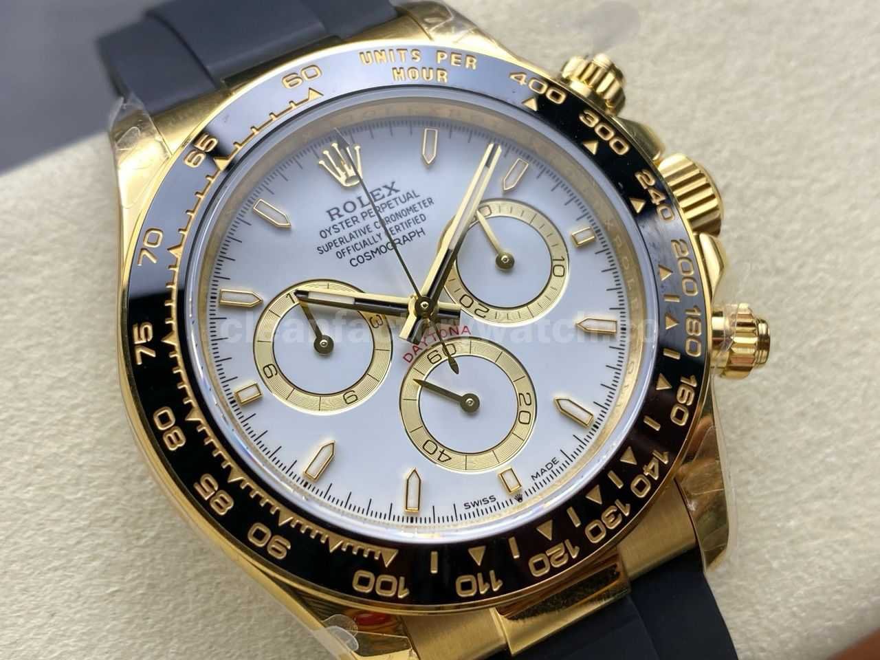 QF Factory CounterWeight Rolex Daytona 126518LN 0002 Yellow Gold Oysterflex White Dial (5)