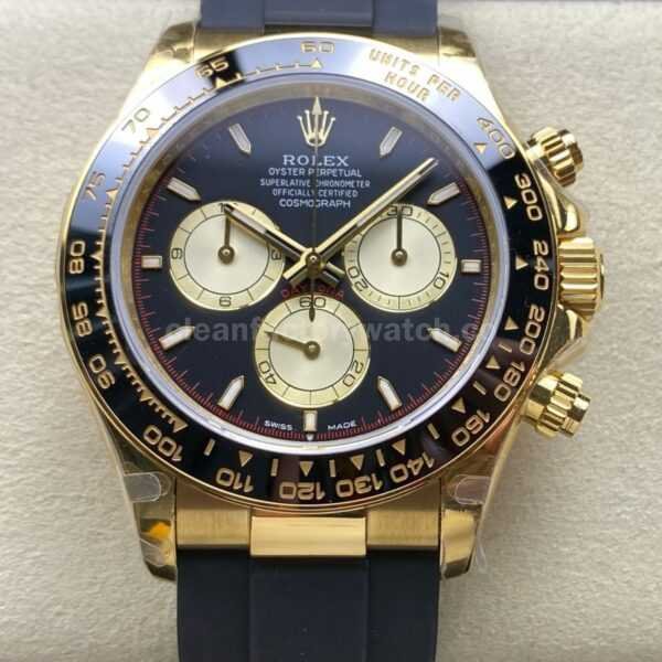 QF Factory CounterWeight Rolex Daytona 126518LN-0004 Yellow Gold Oysterflex Black Dial