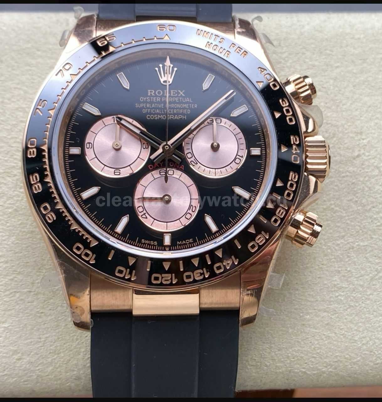 QF Factory Counterweight Rolex Daytona 126515LN 0002 Rose Gold Oysterflex Black Dial (2)