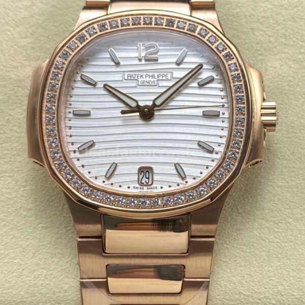 TW Factory Patek Philippe Nautilus 7118/1R-001 Rose Gold Diamond Bezel White Dial