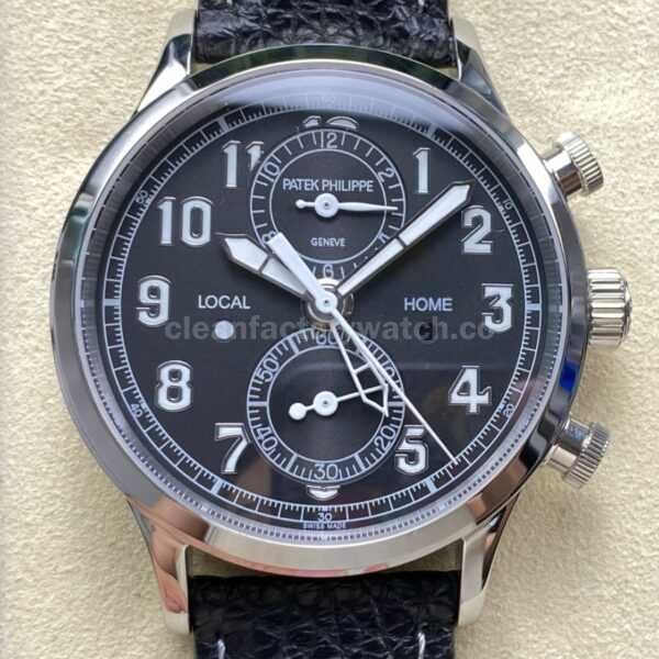 TW Factory Patek Philippe Pilot Travel Time Chronograph 5924G-001 White Gold Arabic Numerals Green Dial