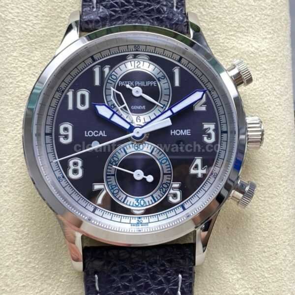 TW Factory Patek Philippe Pilot Travel Time Chronograph 5924G White Gold Arabic Numerals Blue Dial