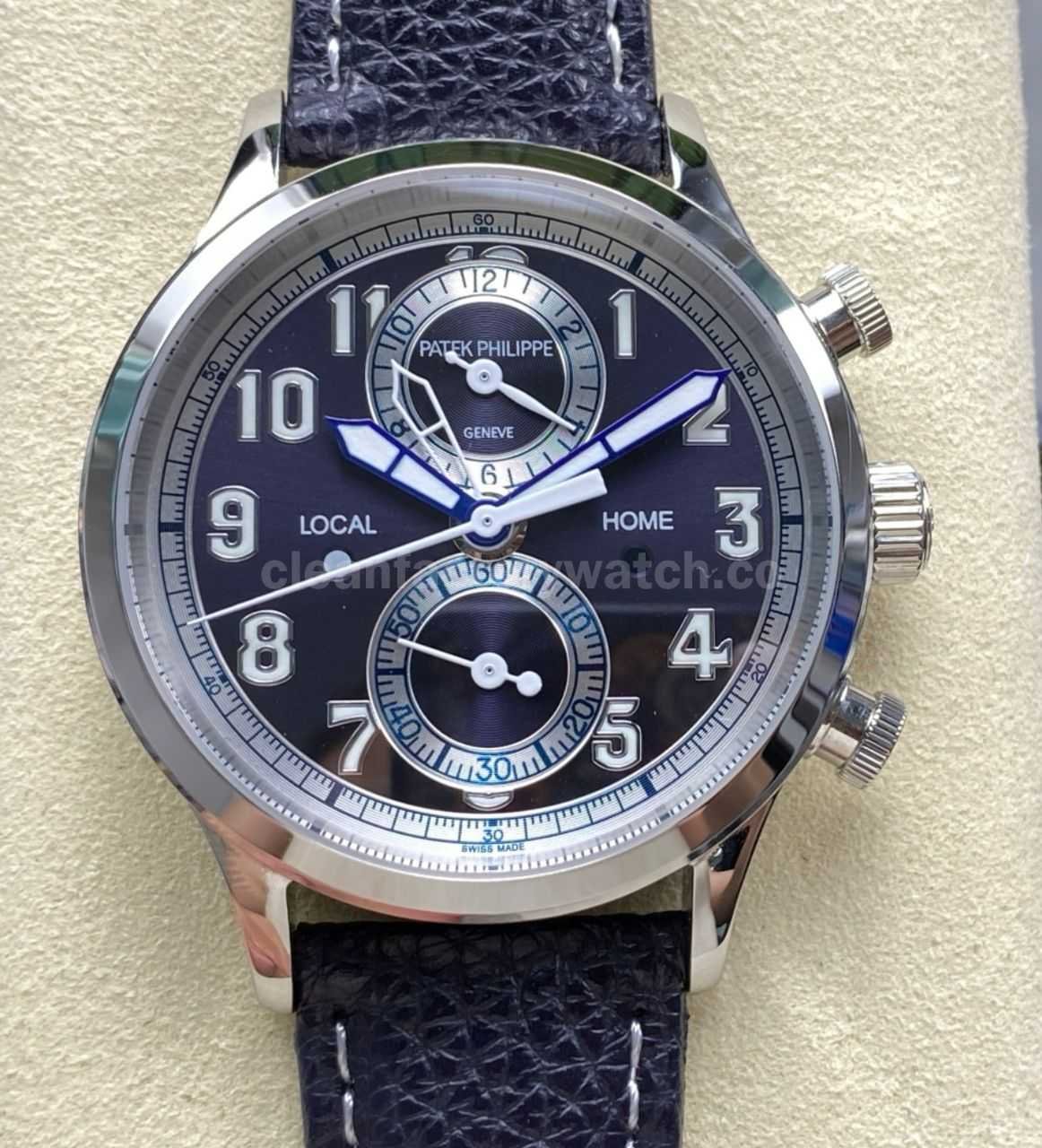 TW Factory Patek Philippe Pilot Travel Time Chronograph 5924G White Gold Arabic Numerals Blue Dial (2)