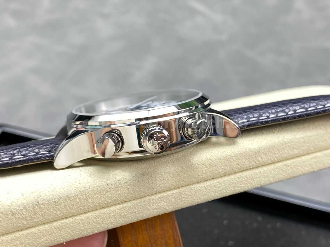 TW Factory Patek Philippe Pilot Travel Time Chronograph 5924G White Gold Arabic Numerals Blue Dial (9)