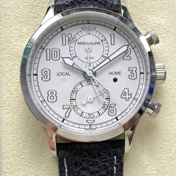 TW Factory Patek Philippe Pilot Travel Time Chronograph 5924G White Gold Arabic Numerals White Dial