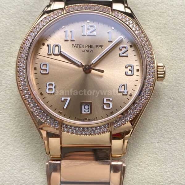 TW Factory Patek Philippe Twenty~4 7300/1200R-011 Rose Gold Diamond Bezel Gold Dial