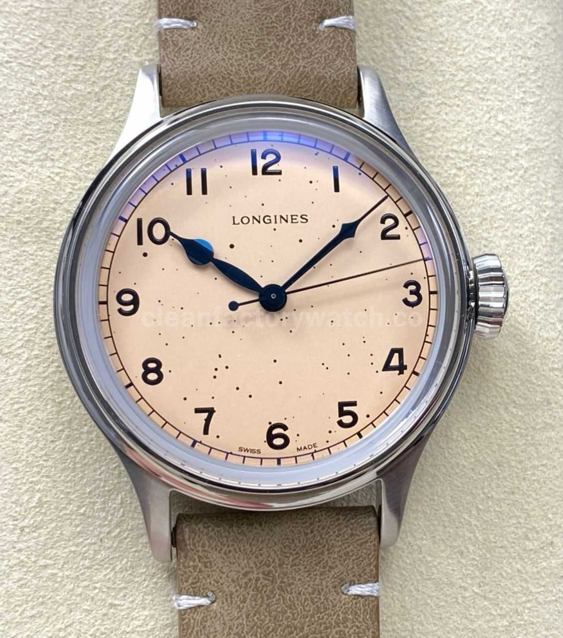 VC+ Factory Longines Heritage L28194932 38.5mm Steel Calf Skin Strap Arabic Numerals Champagne Dial (3)