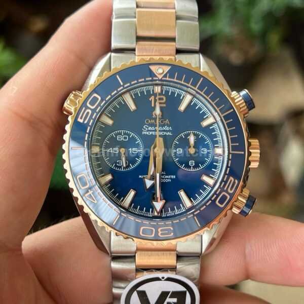 VR Factory Omega Seamaster Planet Ocean Chronograph 215.20.46.51.03.001 45.5mm Half Rose Gold Blue Dial