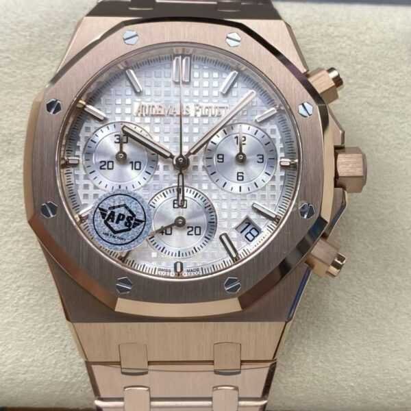 APS Factory Audemars Piguet Royal Oak Chronograph 26240OR.OO.1320OR.02 41mm Full Rose Gold Silver Dial