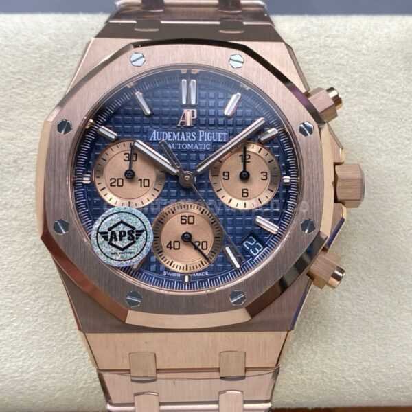 APS Factory Audemars Piguet Royal Oak Chronograph 26331OR.OO.D315CR.01 41mm Full Rose Gold Blue Dial