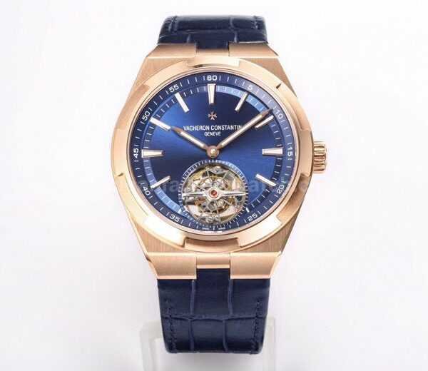 BBS Factory Vacheron Constantin Overseas Tourbillon 6000V-110R-B733 Leather Strap Rose Gold Blue Dial