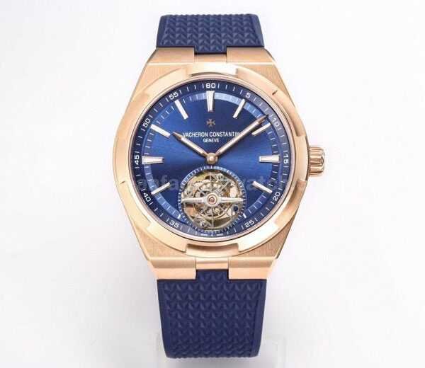 BBS Factory Vacheron Constantin Overseas Tourbillon 6000V-110R-B733 Rubber Strap Rose Gold Blue Dial