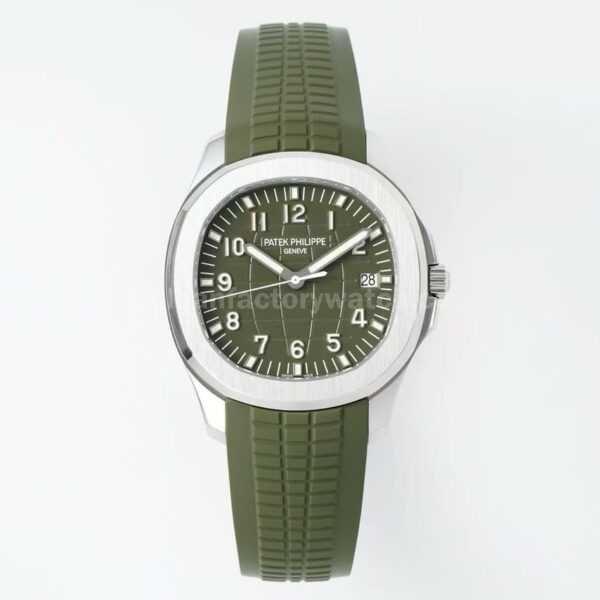 DDF Factory Patek Philippe Aquanaut 42mm 5168G-010 White Gold Rubber Strap Avocado Green Dial