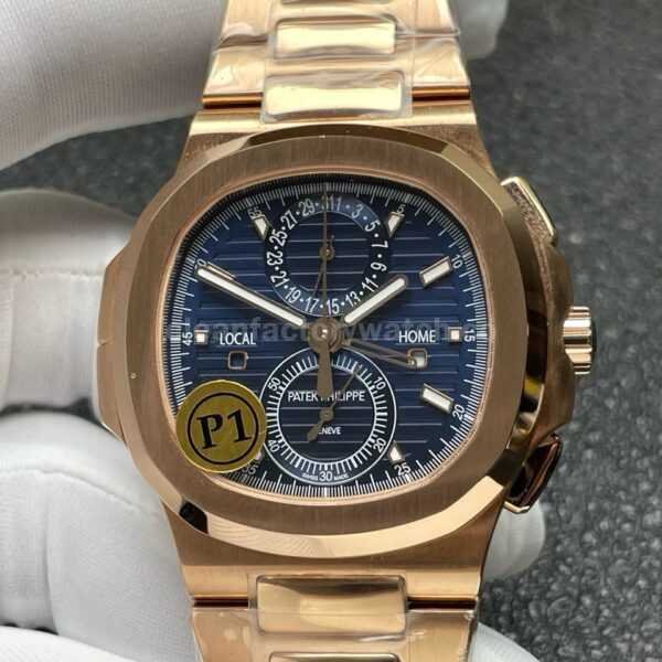 P1 Factory Patek Philippe Nautilus 5990/1R-001 40.5mm Full Rose Gold Blue Dial