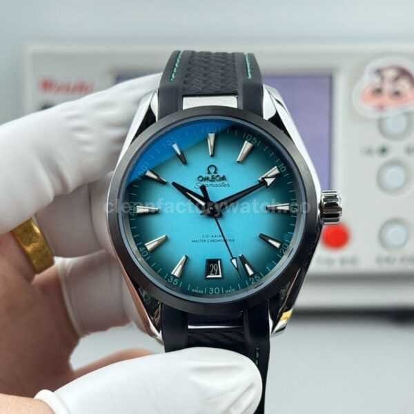 OVS Factory Omega Seamaster Aqua Terra 220.10.41.21.03.006 41mm Rubber Strap Turquoise Colour Dial