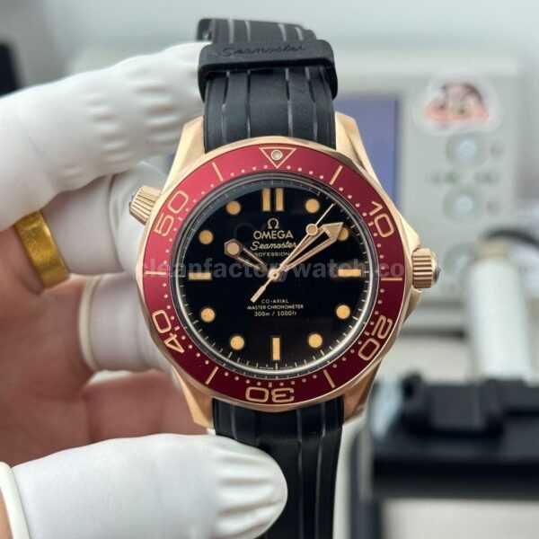 OVS Factory Omega Seamaster Diver 300M 210.90.42.20.01.003 42mm Rubber Strap Black Dial