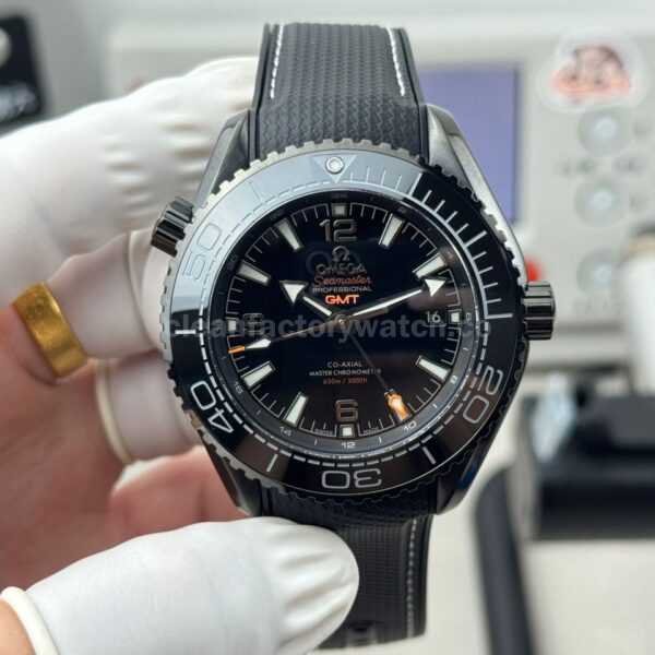 OVS Factory Omega Seamaster Planet Ocean 215.92.46.22.01.001 45.5mm Rubber Strap Arabic Numerals Black