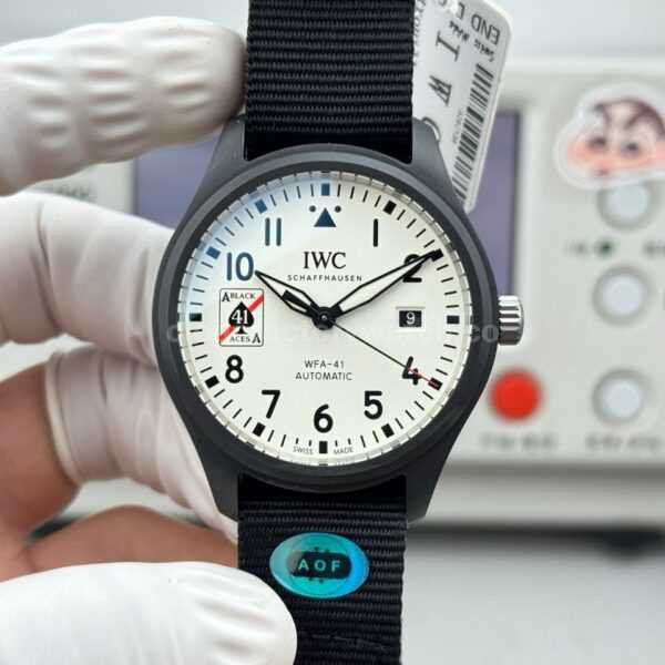 AOF Factory IWC Pilot IW326905 41mm Ceramic Textile Strap White Dial