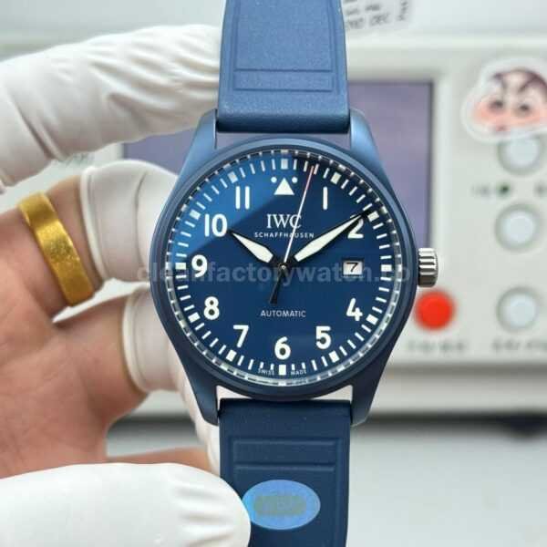 AOF Factory IWC Pilot IW328101 41mm Ceramic Blue Rubber Strap Blue Dial