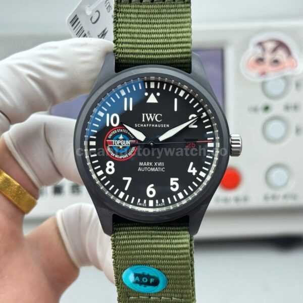 AOF Factory IWC Pilot Mark XVIII IW324712 41mm Ceramic Textile Strap Black Dial