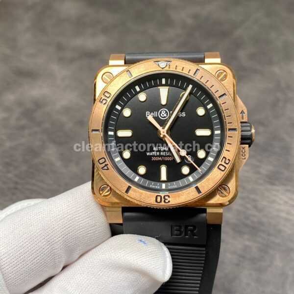 BRF Factory Bell & Ross BR 03 BR0392-D-BR-SCA 42mm Bronze Rubber Strap Black Dial