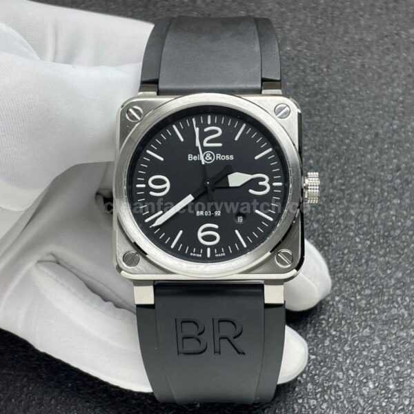 BRF Factory Bell & Ross BR 03 BR03A-BL-STSRB 42mm Steel Rubber Strap Black Dial