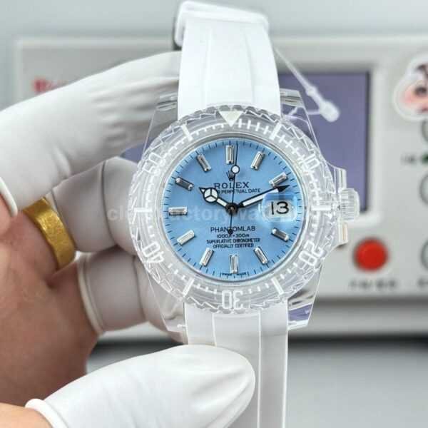 ER Factory Rolex Submariner Phantom Lab 116610 40mm Frosted polycarbonate PMMA Ice Blue Dial