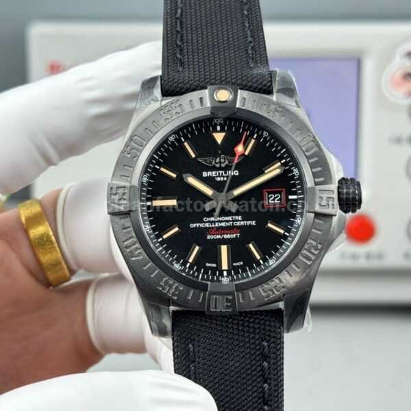GF Factory Breitling Avenger Blackbird V17311101B1W1 44mm Titanium Military Canvas Strap Black Dial