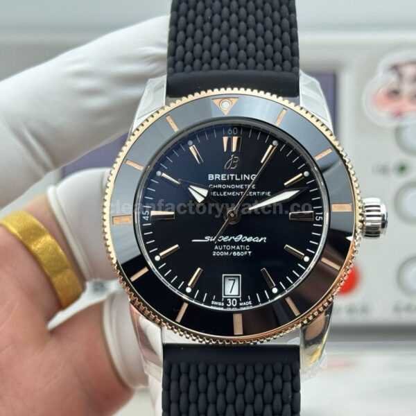GF Factory Breitling Superocean Heritage B20 UB2010121B1A1 42mm Rubber Strap Gold/Steel Black Dial
