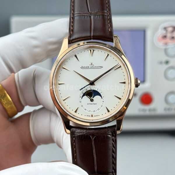 GF Factory Jaeger-LeCoultre Master Ultra Thin Moon 1252520 39mm Rose Gold Leather Strap Silver Dial